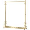 SCGSJZH Stand Appendiabiti con Ruote e ripiano, Oro (120x150cm)