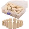 JUHONNZ Peg Dolls,50 PCS Legno Peg Doll Unfinished Persone in legno Naturale Figure di Famiglia Artistici Bambole di Legno per Pittura e Decorazione per Feste di Matrimonio