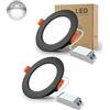 BAGZY 2x Faretti LED da Incasso per Cartongesso,5W Luci Ultrasottili da Soffitto e per l'illuminazione da Interno IP44,Bianco Freddo 6000K,500 Lumen,AC 220-240V,Foro Incasso 70-80mm(Nero)