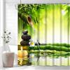 Uiiooazy Tenda Doccia Antimuffa, Tenda da Doccia 180x200cm Verde Salvia Bambù Foglie Verdi Pietre Nero Orchidea Tende da Bagno Tessuto Lavabile Impermeabile Tende per Vasca da Bagno con 12 Anelli