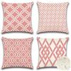 Artscope Set di 4 Impermeabile Federe Copricuscini Decorativi Geometrica Bohemian Fodere per Patio Giardino Soggiorno Fattoria Fodera per Cuscini da Esterno 50x50cm Geometria49-Rosa