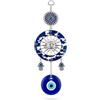 Only faith Amuleto da parete con occhio turco, per buona fortuna e protezione in casa, portafortuna e protezione (sole con occhio turco, grande)