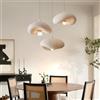 NOCHX Wabi Sabi Bianco Texture Lampada A Sospensione E27 Regolabile In Altezza Lampada Appesa Polistirolo Alta Densità Sospensione Per Tavolo Pranzo Soggiorno Camera Cucina(Round chassis 30cm)