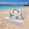 TexLom Telo Mare Fouta con Frange 80x160 cm con Borsa Coordinata Con Zip, Leggero e Assorbente (Grigio Tartarughe)