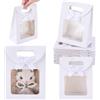 CREATCABIN 24 Pezzo Sacchetti Carta Kraft Finestra Trasparente Sacchetto Regalo Stand-Up 16 x 6 x 12cm Manici Mini Sacchetti Regalo Bianchi Confezione all'Ingrosso per Caramelle Biscotti Bomboniere