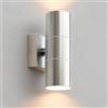 JNR Applique da Esterno, IP54 Impermeabile Lampade da Esterno, Argento | Acciaio Inossidabile Applique da Parete Esterno 230V 2*5W GU10 3000K LED Lampadina Inclusa, Lampade da Esterno Parete