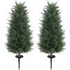HOMCOM Albero artificiale di cipresso set di 2 con picco a terra 100 cm pianta artificiale di plastica, piante artificiali, albero artificiale come decorazione reale per ufficio soggiorno camera da