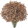 Fairblo 12 Pezzi fiori artificiali di Gypsophila Marrone Scuro Fiori Finti Autunnali per Decorazioni D'interni, Composizioni Floreali, Bouquet da Sposa e Decorazioni Rustiche