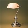 B·LED BARCELONA LED BARCELONA LED - Lampada da tavolo vintage BANKER con paralume bianco - Base cromata - Lampada da scrivania classica per ufficio e studio - Attacco E27