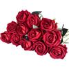 Eclove 12 Pcs Rose Artificiali, Realistiche Singola a Gambo, Fiori Artificiali Finto 30cm Lungo Rosa Finta, Bouquet da Sposa in Seta per Decorazioni in Casa per Giardino Feste Ufficio (Rosso)