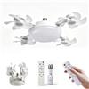 Generico Ceiling Fan Light with Remote Control, 19.69 Inch Screw-In LED, Foldable, E27 Socket Ceiling Fans Light — 2-in-1 Silent LED Fan with Remote Control, 3 Wind Speeds & 3-Color Di (4 heads)