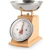 H&H Bilancia da Cucina Meccanica in Acciaio Inox Beige - Portata 3 kg con Divisione 20 g - Stile Retrò, Ciotola Rimovibile