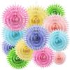 Bestofun Set di 12 scomparti in carta pastello, colore azzurro, colore giallo, verde, con fiori da appendere, rosa chiaro, viola chiaro, scomparti di carta, decorazione per compleanni, matrimoni, baby