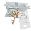 Makhry 50pcs Vintage Skeleton Key Apribottiglie Bomboniera Souvenir Regalo Set Cuscino Contenitore di Caramelle Carta Regalo Escort Grazie Tag Francese Nastro (Oro Rosa)
