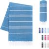 LAYNENBURG telo mare premium con frange annodate a mano - 100% cotone Telo fouta hammam XXL 100x200 cm - OEKO-TEX 100 - telo hamam grande - asciugamano sauna e pestemal (Turchese)
