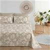 Filoro Completo Lenzuola Matrimoniale 6 Pezzi, Beige, con 4 Federe, Floreale, 100% Cotone