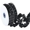 CABODYALS Nastro in Pizzo Plissettato con Volant in Raso Nero da 9.14 m, 25mm, Vintage, con Bordo Arricciato e Arricciato, per Applicazioni di Cucito, Artigianato, Feste, Compleanni, Vestiti, Stoffa,