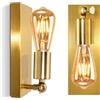 LQUNFYL 2 Pezzi Lampada da Parete Orientabile in Metallo, Retangolo in Oro Applique da Parete Interno Vintage, E27 Faretti da Parete, Faretto da Muro Industriale, Illuminazione Interna, Senza Lampadine