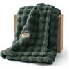 BEDSURE Morbida coperta con bolle d'aria, regalo per donne, coperta per divano, coperta in lana e pile, coperta decorativa morbida e calda per camera da letto, soggiorno, copriletto, verde scuro, 150