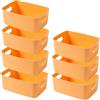 EURXLQ 7 Pezzi Cestini Portaoggetti Plastica Scatole Organizer con Manici,Contenitori per Armadio,Contenitore Plastica,Organizer Portaoggetti per Cucina Bagno Cosmetici (Giallo, 30×20×12 cm)
