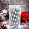 MIJOMA Set di Candele per Albero di Natale, Piramide, Feste di Compleanno e Torte - Lunga Durata, Ø 11 x 105 mm (22, Argento Metallizzato)
