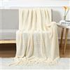 LumiSyne Coperta a Maglia Sfrangiata a Nido d'Ape Traspirante Stile Nordic - Morbida Comoda Copridivano Copriletto Plaid Da Tiro per Divano Letto Poltrona