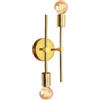 LQUNFYL Applique da Parete Interno Vintage con Doppio Braccio, 2 Luci Circolare Applique Oro Orientabile Metallo Industrial, Lampada Muro, Appliques Specchio Bagno, Luce da Parete E27, Soffitto Illuminazione