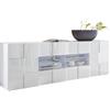 Web Convenienza Madia con Ante e Cassetti Made in Italy - Credenza Contenitore Collezione Dama per Soggiorno Cucina Ingresso Sala da Pranzo Mobile Moderno Bianco Lucido,Credenza 2 Ante 4 cassetti