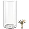 MELEJIA Vasi in Acrilico Rotondo Trasparente, Vaso Indistruttibile Leggero - Diametro 12cm x Altezza 30cm, Vasi Trasparente Resistente per Fiori Freschi/Finti, Decorazione Interna/Esternea