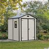 Dmora Casetta da Giardino Galliate 236.8x185.8x227h cm Beige Resistente Agli Agenti Atmosferici Presenza Finestre, Tetto a due Falde