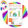 OFITURIA Fogli Colorati A3 80gr, 50 Fogli - Carta Hobby (Arcobaleno) | Carta Colorata per Hobby Creativi. Rosso, Arancione, Giallo, Verde Chiaro, Verde, Azzurro, Blu Scuro, Lilla, Viola e Rosa.