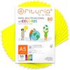 OFITURIA Fogli Colorati A5 80g, Confezione da 50 Fogli - Carta Colorata per Lavoretti, Stampante e Scrapbooking - Fogli A5 Colorati - Ideale Origami, Ufficio e Scuola (Giallo Fluorescente)