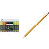 Faber-Castell 154862 Evidenziatore Textliner, (Pacco da 8) & Amazon Basics Matite pre-temperate in legno #2 HB, Confezione da 30 pezzi