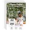 Ditwis 200 Fogli Carta Fotografica A4, 200 g/m² Carta Lucida per Stampanti (21 x 29,7 cm), per Stampare Foto, Immagini, Volantini