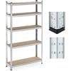 Relaxdays Scaffale in Acciaio, HLP 180 x 100 x 30 cm, 5 Ripiani ad Alta Portata 500 kg, per Garage e Cantina, Argentato