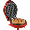 Bestron Piastra per Waffle Compatta Rossa - Rivestimento Antiaderente in Silicone senza PFAS, Manici Resistenti al Calore, Spie Luminose, Piastre Ø 12,5 cm - AMW500R