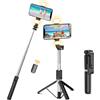 CNMTCCO Treppiede per selfie con 2 luci di riempimento, treppiede extra lungo da 120 cm con telecomando wireless staccabile per riprese, compatibile con iPhone, Samsung, smartphone, ecc
