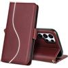 laddutoi Cover per Samsung Galaxy S25 Ultra 5G, Custodia Flip Case in Pelle PU [Slot Carte] [Supporto Stand] [Magnetica], Libro Portafoglio Antiurto Custodia per Samsung S25 Ultra 5G, Vino Rosso