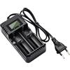 Gbformat Caricatore per batteria con display LCD Caricatore per batteria agli ioni di litio Ricarica rapida intelligente Testa a 2 slot Compatibile con una vasta gamma di batterie agli ioni di litio da 3,7 V