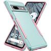 AIOVETEAB Cover Per Google Pixel 7A 2023, Heavy Duty Custodia 2 in 1 Hybrid Armor Hard Cover Case Posteriore Protettiva per Google Pixel 7A 6,1 Pollici 5G,Verde