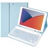 SOPPY Custodia Italiana Tastiera per iPad 9a/ 8a/ 7a Generazione/iPad Pro/Air 3a 10.5", Wireless Tastiera Staccabile, con Slot per Penna Stilo, Layout Italian - Azzurro