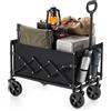 SONGMICS Carrello da Spiaggia, Capiente 90 L, Portante 180 kg, Carrello Pieghevole con Ruote, con Manico regolabile e Sacchetti per Tazze, per Spesa, Campeggio, Festa, Nero Inchiostro GFW909B01