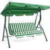RMF PRO Dondolo da Giardino 3 Posti con Tetto Parasole Regolabile, Dondolo da Esterno con Struttura in Acciaio Resistente - Tessuto Impermeabile da Campeggio e Spazi Esterni 170x110x153 cm Verde