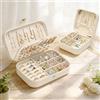 VirtuGro 2PCS Porta Gioielli da Viaggio Portagioie Donna Scatola Portagioie Piccoli + Grande Organizzatore per Gioielli Jewelry Organizer Viaggio Organizer Orecchini Anelli Collane Bracciali (Beige)