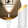 HUAEU LED Sol Spot - 6 W Lampada da terra per interni, nero, 3000 K, bianco caldo, con lampadina GU10 LED 500 lm, faretto con interruttore piede (bianco,1 confezioni)