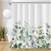 Uiiooazy Tenda Doccia Antimuffa, Tenda da Doccia 180x220cm Foglie Verde Eucalipto Blu Grigio Fiori Verdi Tende da Bagno Tessuto Lavabile Impermeabile Poliestere Tende per Vasca da Bagno con 12 Anelli
