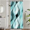Uiiooazy Tenda Doccia Antimuffa, Tenda da Doccia Piccola 90x180cm Blu Verde Righe Sfumata Turchese Banda Gradiente Tende da Bagno Tessuto Lavabile Impermeabile Tende per Vasca da Bagno con 6 Anelli