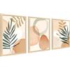 HALFLEMART 3Pcs Stampa su Tela Con Cornice Cerchi Gialli Acquerellati Foglie Verdi Pittura Quadri su Tela Poster Botanico Minimalista Quadri Moderni Soggiorno Camera da Letto 30x40cm x3pcs (Senza Plexiglass)