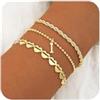 VIROMY Bracciali d'Oro per Le Donne Bracciale a Strati con Iniziali Placcate in Oro I 14k Bracciale Minimalista a Corde Intrecciate con Perline a Cuore Regali per Lei