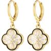 Emibele Orecchini Pendenti a Forma di Quadrifoglio, Orecchini Placcati Oro 14K con Design a Quadrifoglio Portafortuna, Emibele Orecchini Pendenti con Zirconi Scintillanti per Donna, Oro